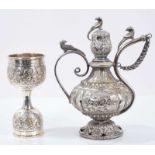 Indian silver double ended wager cup and perfume bottle.