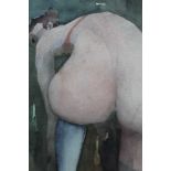 Dave Ross, contemporary, watercolour - female nude, in glazed frame