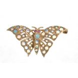 9ct gold and opal butterfly brooch