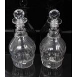 Pair of Georgian ring neck decanters with target stoppers (2)