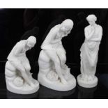 Three 19th century parian ware figures