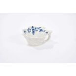 Worcester blue and white butter boat, circa 1760, geranium moulded, painted with the Pickle Leaf Dai