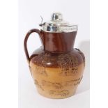 18th century silver mounted salt glazed cider jug