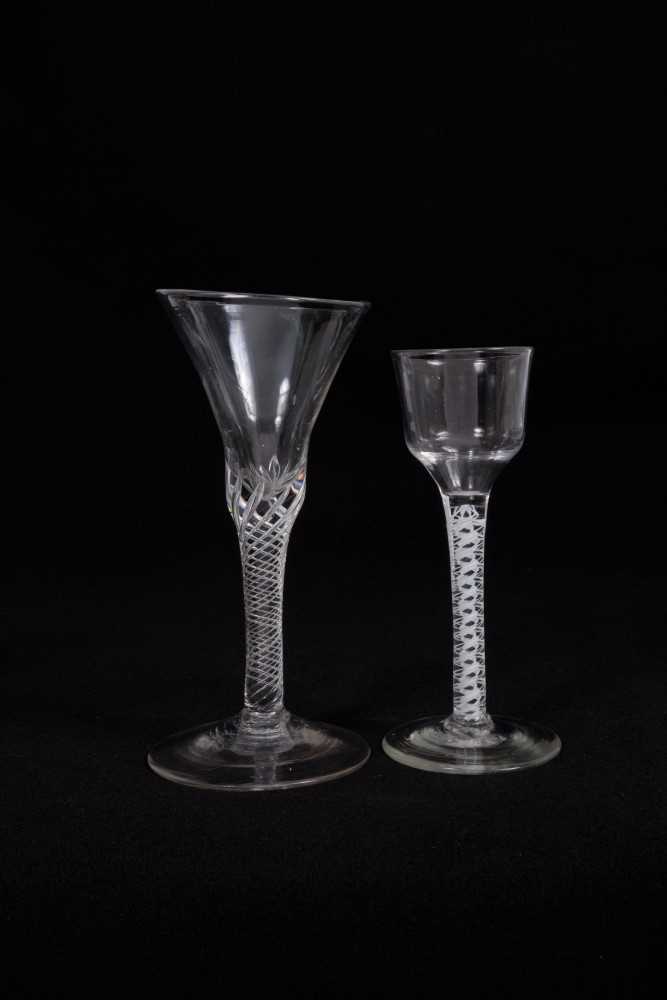 18th century wine glass with multi-spiral airtwist stem, together with an 18th century opaque twist