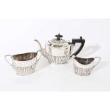 Victorian silver bachelor's three piece tea set Sheffield 1894