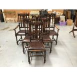 Set of six 1920's oak barley twist dining chairs