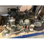 Collection of mostly pewter metalware