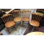 Set of four pine kitchen chairs