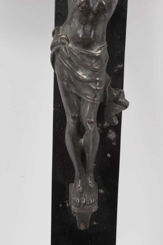 Victorian silver plate and ebonised wood crucifix - Image 4 of 5