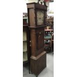19th century mahogany longcase clock with painted dial (pendulum present but no weights)