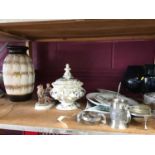 Group of assorted china and glassware to include an Italian tureen, and metalwares