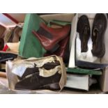 Large quantity of Ladies vintage leather and suede shoes. Makes include Tricker and Masegrove.