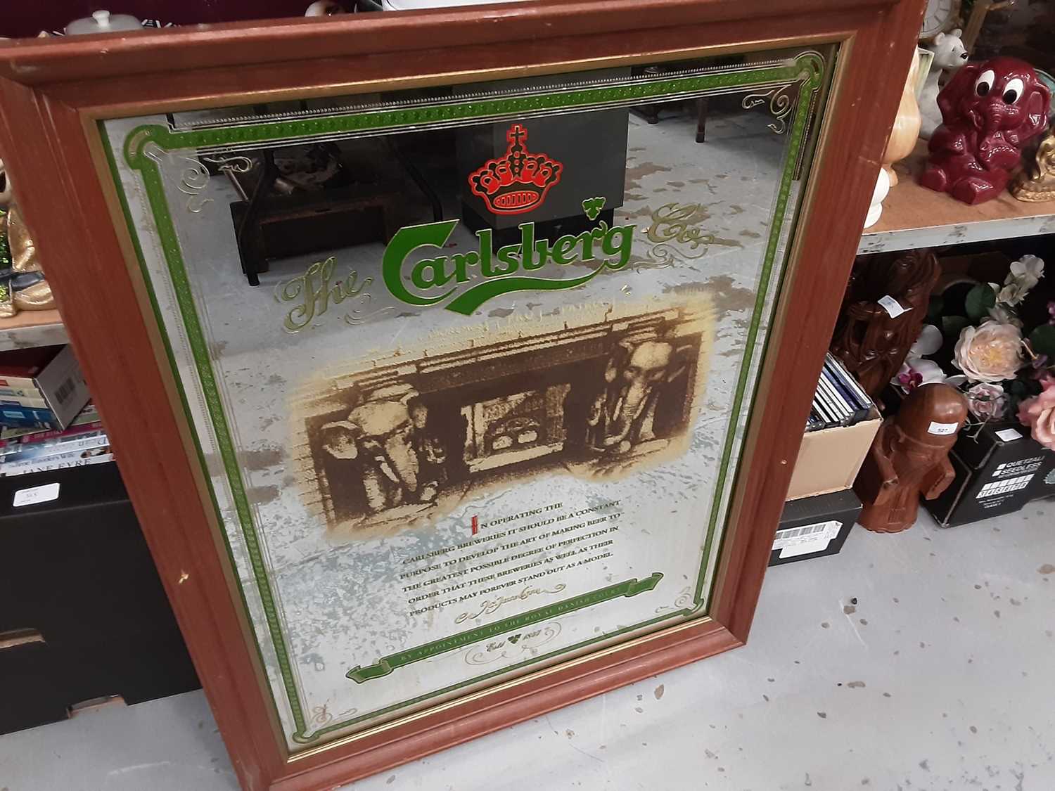 Guinness pub mirror in ornate gilt frame, Carlsberg mirror, wall mirror in silvered frame and a pub - Image 2 of 4