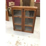 Stained pine cabinet, enclosed by glazed doors
