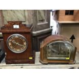 1930s walnut cased mantle clock, together with an oak cased mantle clock