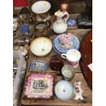 Good collection of 18th and 19th century ceramics, including Worcester bowl, Crown Derby vase, pearl