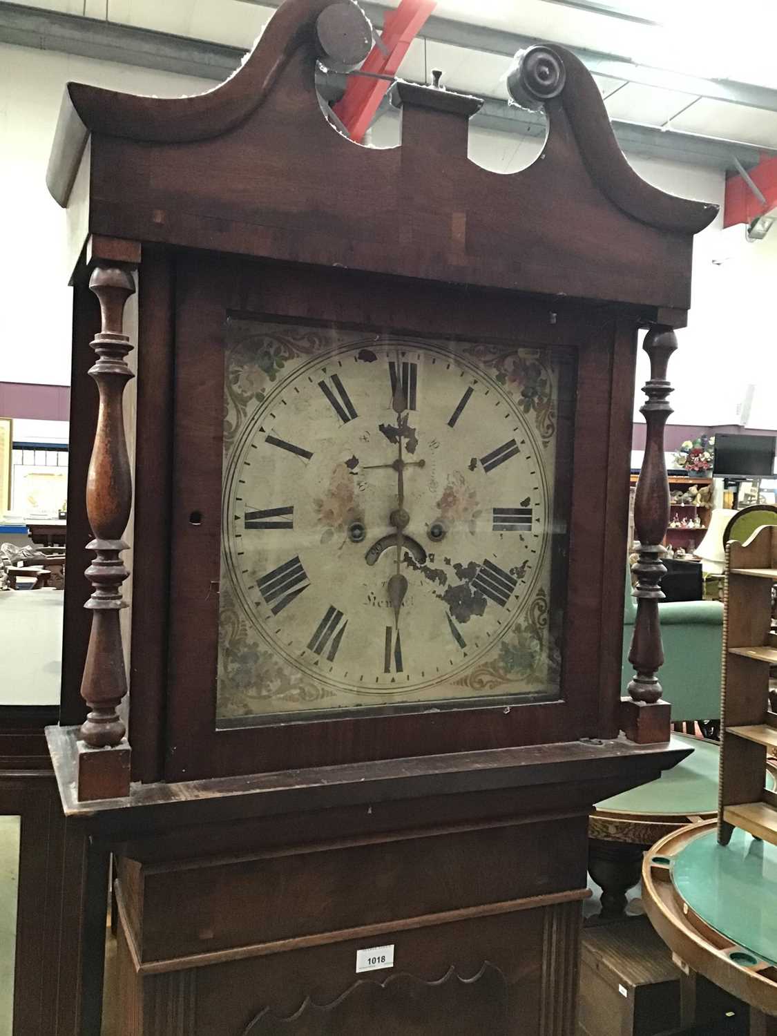 19th century mahogany longcase clock with painted dial (pendulum present but no weights) - Image 2 of 5