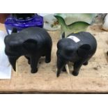 Pair of carved ebony Indian elephants