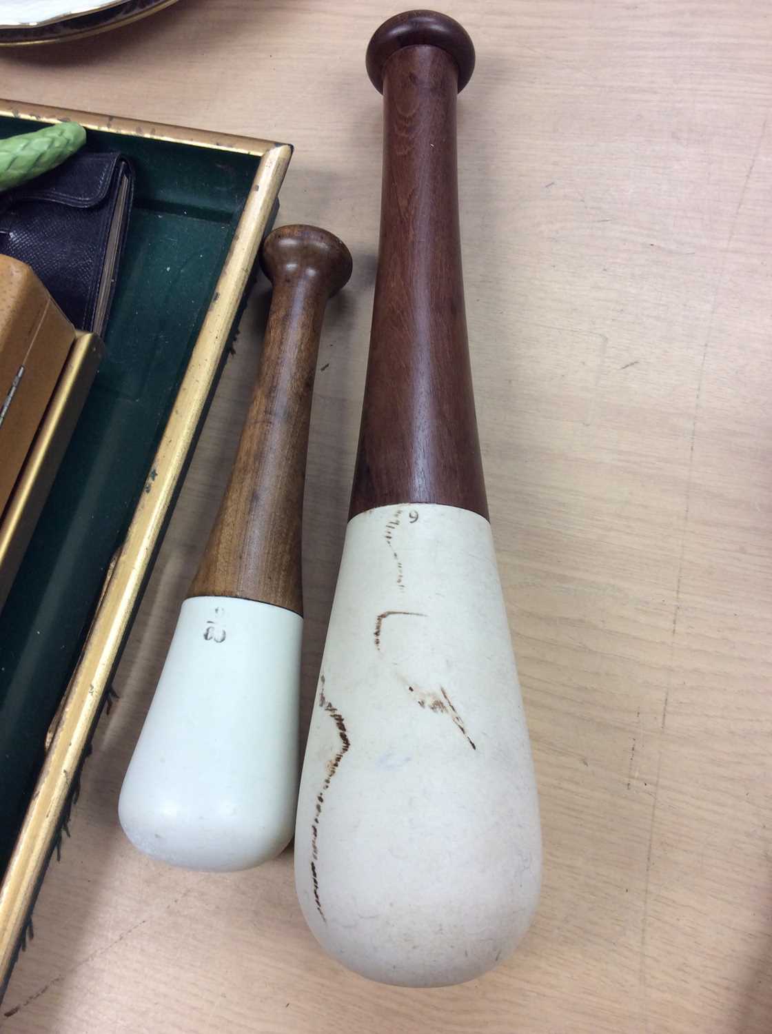 Two late 19th / early 20th century stone mortars with turned wood pestles - Image 8 of 8