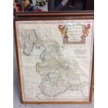 Antique Robert Morden map- The County Palatine of Lancaster, in glazed frame