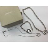 Hot Diamonds silver link necklace and matching bracelet and one other silver heart necklace