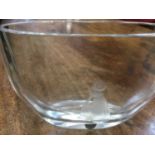 Orefors engraved glass bowl
