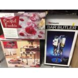 Carlsberg glasses, Bar Butler, Cocktail fountain and four tier buffet sever, all boxed