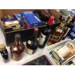Johnnie Walker black label scotch whisky and other bottles
