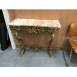 Ornate gilt metal marble topped console table