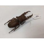 Japanese bronze sculpture of a stag beetle