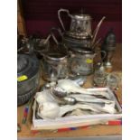 Late Victorian silver plated four piece tea and coffee set, and various plated wares