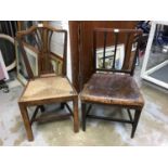 George III elm provincial dining chair with rush seat and a George III mahogany dining chair with le