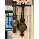 19th century mahogany barometer and a later barometer