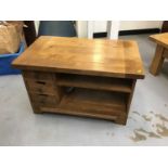 Oak television stand with three drawers