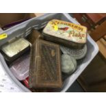 Group of Vintage tins, bygones and sundries (1 box)