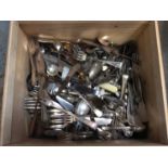 Box of silver plated flatware