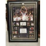 Rugby interest - Martin Johnson signed Rugby World Cup montage, framed, with certificate of authenti