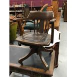 1920s oak swivel desk chair