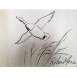 Roland Green, two charcoal sketches of birds - pheasant, duck