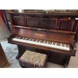 Edwardian upright piano with iron framed overstrung movement by Collard & Collard, London, retailed