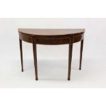 George III mahogany and satinwood crossbanded demi-lune side table