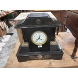Late 19th century mantel clock in black slate case