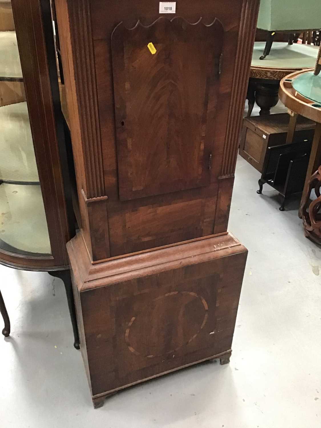 19th century mahogany longcase clock with painted dial (pendulum present but no weights) - Image 5 of 5