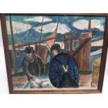 Scandinavian school (20th century) lithograph - Fishermen