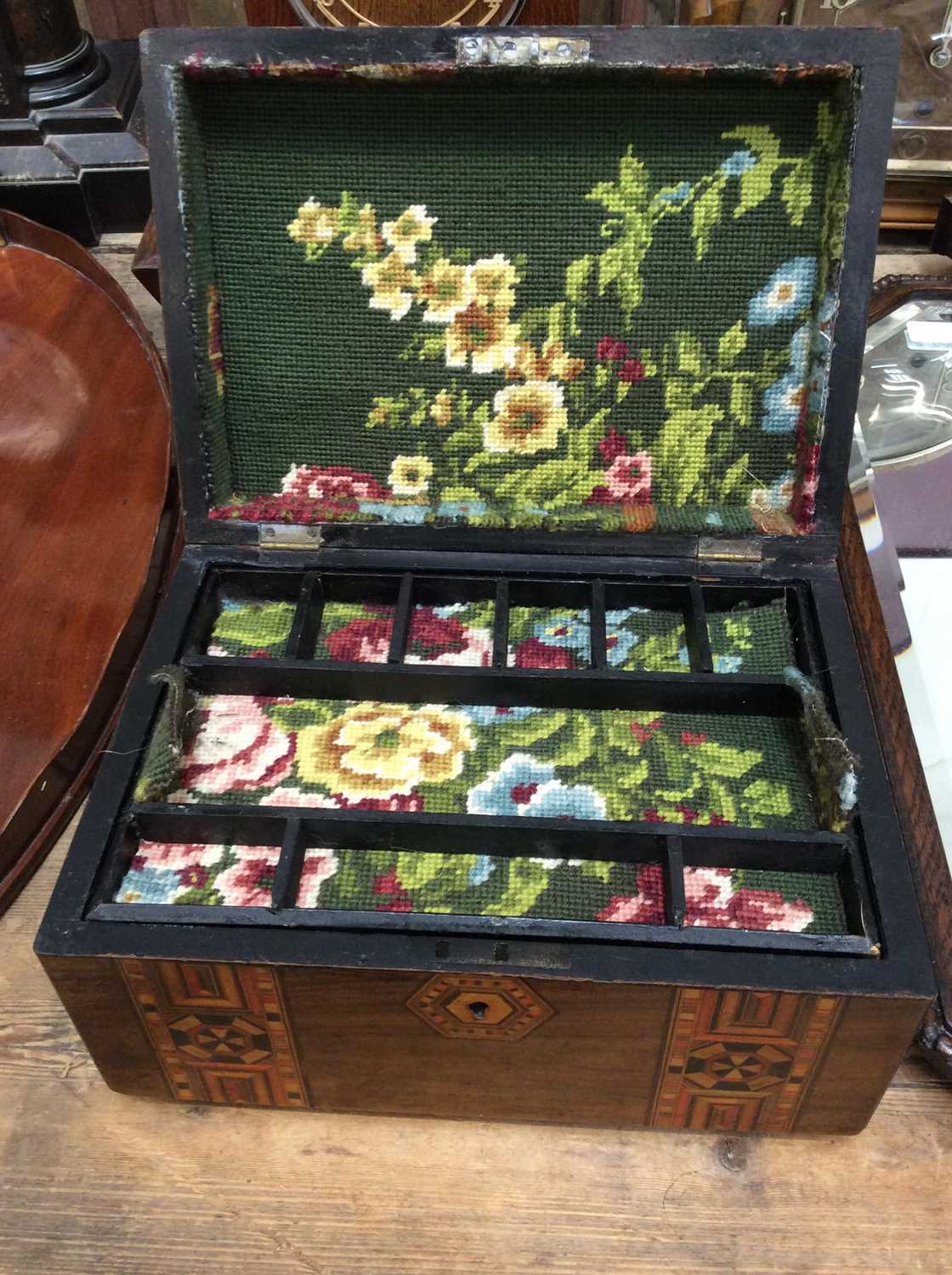 Inlaid wooden sewing box - Image 2 of 3