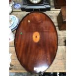 Edwardian mahogany twin handled oval tray