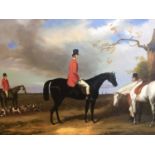Oil on canvas study of an early 19th Century Hunt (later painted) in gilt frame