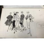 English School (mid 20th century) pen and ink - fashion sketch for the Daily Telegraph, unframed. Pr