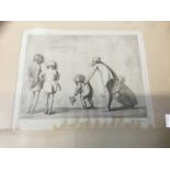 James Henry Dowd (1883-1956) etching, children rockpooling, signed, glazed frame