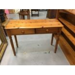 Pine side table with two drawers, pine telephone table and pine nest of tables (3)